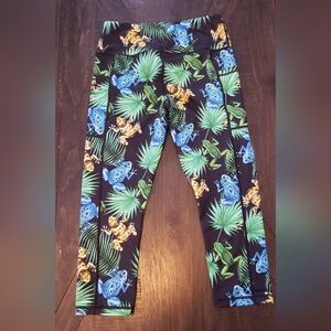 Constantly Varied Gear Black Frog and Leaf Print Capri Length Leggings